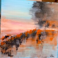 "ALKONY a TÓNÁL"festmény feszített vásznon,50 x50 cm