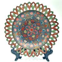 Indiai kézzel festett réztál