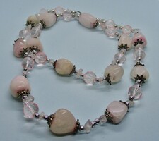 Szép régi súlyos valódi hegyikristály rózsakvarc nyakék