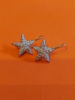 Antik 875-os orosz aranyozott ezüst 5 ágú csillag fülbevaló cirkonia kövekkel 25x18mm