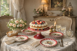 Antik fajansz  Wilhelmsburg talpas kínáló- tortatál.