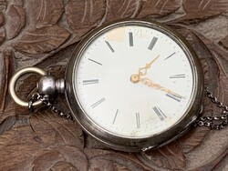 Női ezüst apáca zsebóra nyaklánc óra 37.5 mm ezüst lánccal