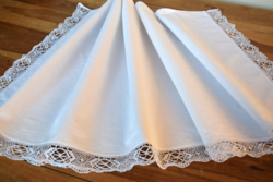 Antik régi len vászon drapéria függöny vitrázs horgolt csipke népi hagyomány őrző 116 x 58