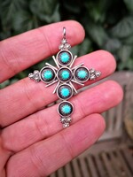 Gyönyörű türkiz köves ezüst medál