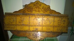 Maga nemében ritka ! Antik falitéka-fűszertartó 1900-as évek eleje -népművészet- 35x16x10 cm