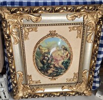 Capodimonte domború kép aranyozott blondel keretben