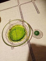 Skandináv / finn  üveg  Humppila (Pertti Santalahti) tál és Iittala gyertyatartó /mécsestartó