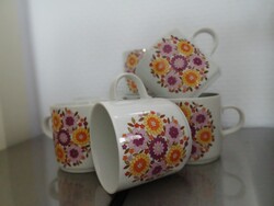 Retro ritka virágmintás Alföldi porcelán bögrék
