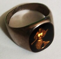 1970's Retro trafikáru céllövöldés KULTUSZTÁRGY SELLŐS ACÉL PECSÉTGYŰRŰ - HIBÁTLAN