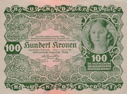 100  Korona 1922  Ausztria A képen látható állapotban