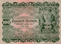 100  Korona 1922  Ausztria A képen látható állapotban
