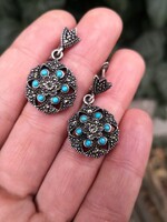 Gyönyörű türkiz köves ezüst fülbevaló