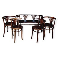 Szecessziós bécsi Thonet ülőgarnitúra, pad + 4db szék