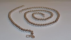 925 Tiszta Ezüst Gyöngy Gyöngyös Nyaklánc Karkötő Szett Nemesfém Hipoallergén + Ékszerdoboz. Új.