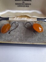 Vintage,régi Orosz Borostyán,ezüst fülbevaló
