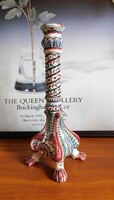Estrela de conimbriga lion-footed, hand-painted Portuguese majolica candlestick