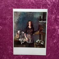 Nagy méretű Bernáth Aurél: Festőnő képeslap 18 x 13 cm - Képzőművészeti Alap