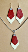 Új,handmade valódi bőr szett -nyaklánc+fülbevaló