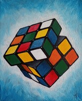 Rubik kocka festmény 30x25 cm