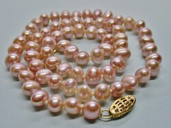 Nagyon szép antik valódi fényes gyöngy nyaklánc 14kt-os arany kapoccsal