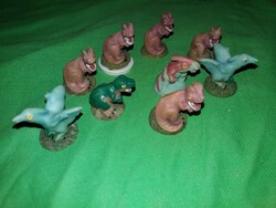 Retro pici Dinoszaurusz biszkvit figurák gyűjteménye 9 db egybe AKÁR TÁRSASJÁTÉK sakk figurák