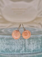 Antik arany fülbevaló pár angelskin korall lencsével és gyémántokkal