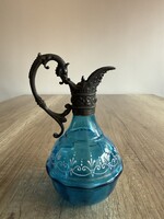 Karaffa antik likörös kék kiöntő-kancsó 1890 évekből