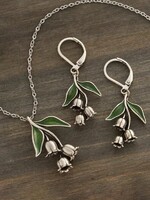 Liliomvirág Nyaklánc Fülbevaló Vintage Retro Kézműves Ékszerszett Nemesfém + Ékszerdoboz. Új!