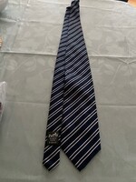 Gyönyörű szép 100% silk 100% selyem Hermes - Paris férfi,fekete-fehér csikos nyakkendő. Vadonat új.