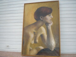 CSODÁLATOS AKT FESTMÉNY , SZEXI HŐLGY , 40 cm X 60 cm OLAJ ,Vászon