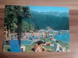 Régi képeslap, Svájc, Lido Melide, Lugano mellett, Pálmafa, 1968