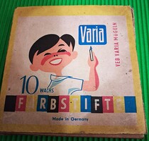 1970's Vintage német "VARIA " PASZTELLKRÉTA, ZSÍRKRÉTA DOBOZÁVAL HASZNÁLATLAN