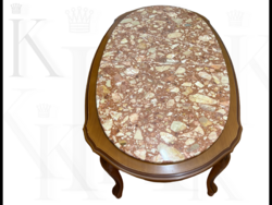 Neobarokk dohányzóasztal javított márvány lappal