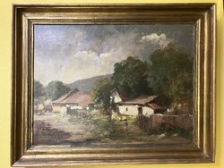 Pádly Aladár (1881-1949) Napsütötte falusi udvar 250618