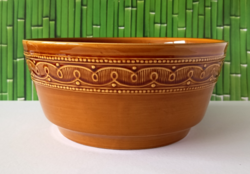 RETRO NAGY MÉRETŰ KISPEST GRÁNIT MÁZAS KERÁMIA SALÁTÁS,KÖRETES TÁLALÓ TÁL