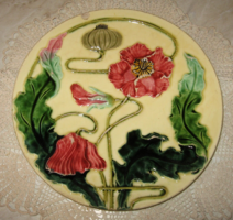 TAVASZI AKCIÓ! ANTIK KÖRMÖCBÁNYAI SZECESSZIÓS TÁNYÉR  VIRÁG MOTÍVUMMAL 26 cm