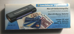 BANKJEGYVIZSGÁLÓ LEUCHTTURM Mini UV és normál világítós bankjegyvizsgáló. Hossza 110 mm.