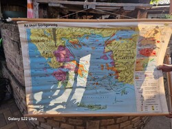 Retro iskolai térkép régi atlasz antik iskolai régiség dekoráció