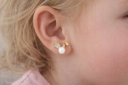 Kislány antiallergén nyuszis fülbevaló, érzékeny bőrre is biztonságos viselet, nem színeződik.