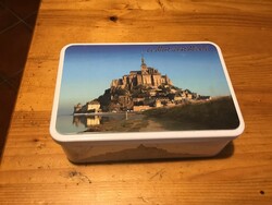 Fém kekszes doboz- Mont Saint Michel- újszerű, francia, gyűjtőknek