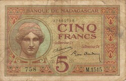 5 frank francs 1937 Madagaszkár 2.