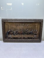 Bronzirozott fali kép, Utolso vacsora 27x16cm