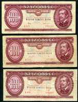 1984 - 1989 - 1992 100 Forint - 3db egyben