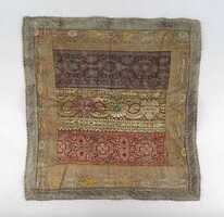 1Y571 Antik selyembrokát ünnepi antimenzion Ortodox keresztény kehely takaró 41.5 x 39 cm