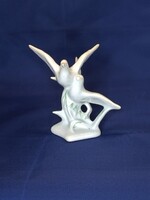 Porcelán GALAMBPÁR zöld díszítéssel