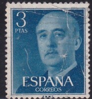 Spanyolország 3 Pesetas Régi Bélyeg Francisco Franco 1955