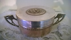 Ezüstözött art deco cukordoboz-cukortartó-kínáló-bonbonos 1920-30-as évek, h 20 cm