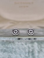 Modern fehérarany buton fülbevaló pár cca 0.34 ct briliánssal