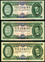 1962 - 1969 - 1975 10 Forint - 3db egyben