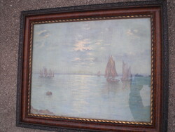OLD PAINTING, early 20th century. MEDITERRANEAN SEA - or it could be BALATON.